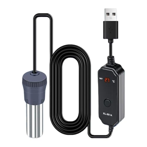 SylvaLexis Riscaldatore per acquario, piccolo riscaldatore per acquario, 25 W, alimentato tramite USB, con display digitale, per nano serbatoi fino a 10 litri