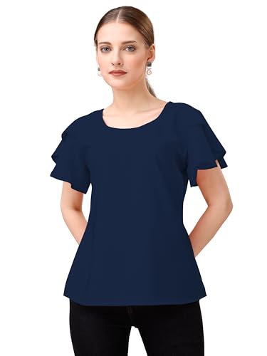 Image of Mehrang Women's Solid Ribbed Crop Tank Top Ribbed Tops for Women V-Neck 3 /4th Balloon Sleeves