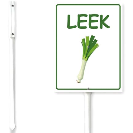 Horienteeon Leek Sign With Stake Vegetable Garden Marker For Yard Fresh Herb Neighborhood Lawn Rustproof Farm Party Porch Street Wildflowers Outdoor Aluminium Decorations 6x4.6" — image 1
