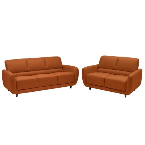 Image of Wakefit Sofa Set | 5 Year Warranty | Sofa 5 Seater, 5 Seater Sofa for Living Room, Wooden Sofa Set 3+2 Seater - Solomon(Robin : Tan)