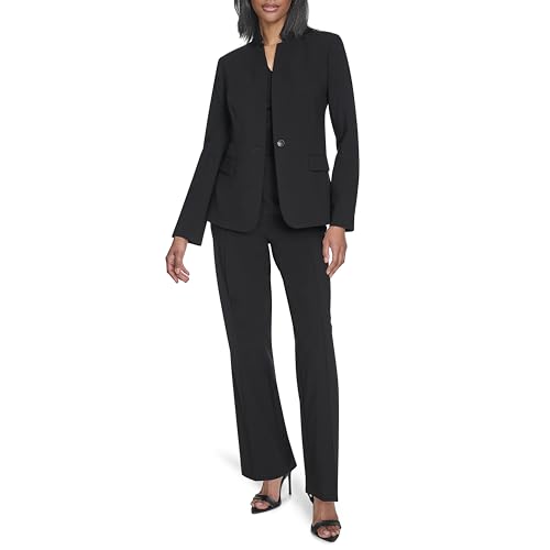 H HALSTON Women's One Button Front Pocket Woven Blazer2