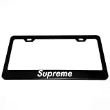 NYCPrimeTech Matte Black Stainless Steel Supreme Gas Lovers License Plate Frame / 2 Hole License Plate Holder Compatible with USA & Canada Standard 6