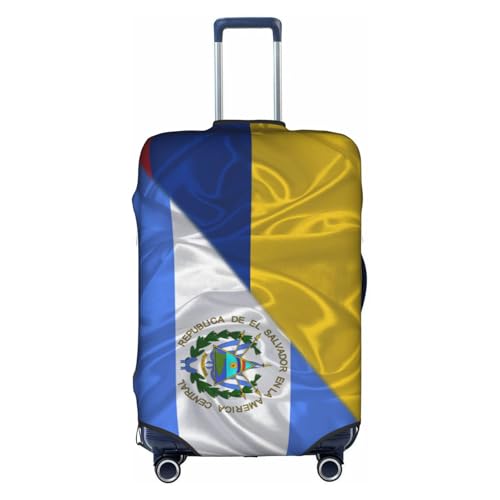 Colombia Colombian And Salvador Salvadorean Triangle Flag Travel Luggage Cover Washable Suitcase Case Suitcase Protector Fit Luggage Cover X-Large