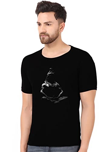 Image of prabhu bhakti Mahadev Image with Mahadev Text Printed Tshirts Shiva Mahadev Mahakal Tshirts Cotton Round Neck Half Sleeve Black T-Shirt for Men