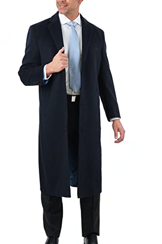 Image of THE SUIT DEPOT Mens Single Breasted Wool Cashmere Full Length Overcoat