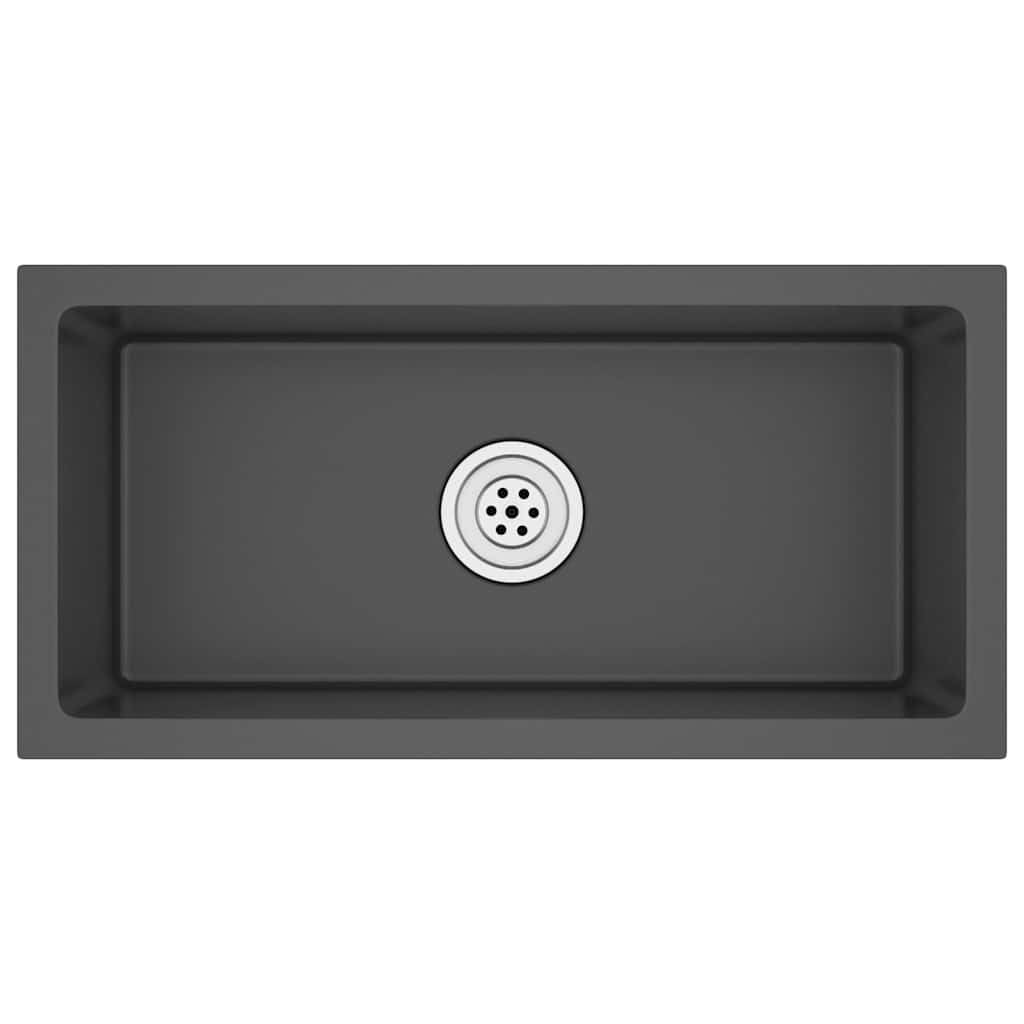 vidaXL Handmade Kitchen Sink Dining Room Plumbing Fixture Utility Waste Sink Under-Mount Kitchen Basin Black Stainless Steel โ image 1
