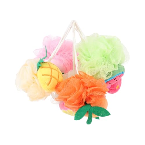 HAMPPLIES 6 piezas Frutas Forma Esponjas Baño Exfoliantes Suaves para Cuerpo y Ducha Esponjas de Limpieza Corporal con Herramienta para Exfoliación Espalda y Sensible
