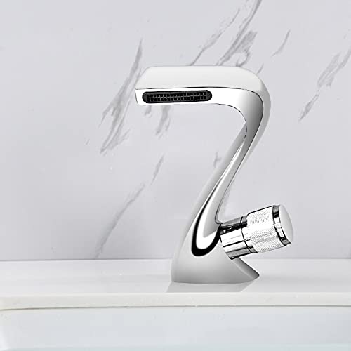 Mitigeur d'évier cascade noir et blanc robinet lavabo eau chaude et froide monotrou