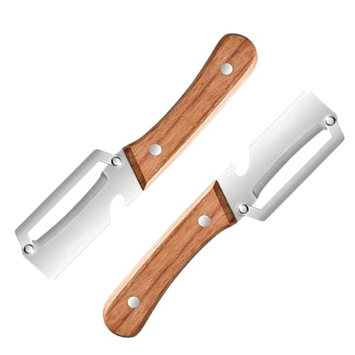2PCS Multi-Functional Vegetable Peeler, Stainless Steel Ultra Sharp Blade with Wooden Handle, Fruit & Potato Peeler with Built-in Bottle Opener for Kitchen Use