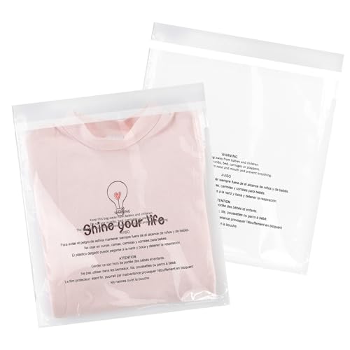 iMailer - 200 Pcs - 10" x 13" Clear Poly Bags for Clothing - Self Seal Suffocation Warning Plastic Poly Bags 1.6 Mil for Shipping, Packaging, T-Shirt