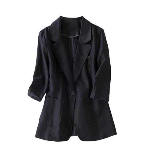 Blazer noir femme style Hong Kong veste légère coton lin casual chic