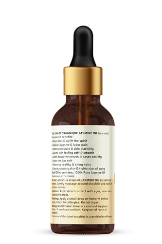 Image of Khadi Organique Jasmine Essential Oil for Hair Growth, Anti-Acne, Skin Brightening & Stress Relief | 100% Pure Natural, Therapeutic Grade Aromatherapy Oil for Diffuser, Massage & Meditation - 15ml