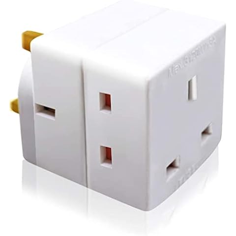 COSHAL® 3 Way- Double Block Mains Adaptor, 3 Pins Power Adaptor Plug Socket Splitter Ex-Tension UK Plug, 13A Fused Wall Adaptor Power for Laptop, TV etc. (3 Way Adaptor -13 A) Cover