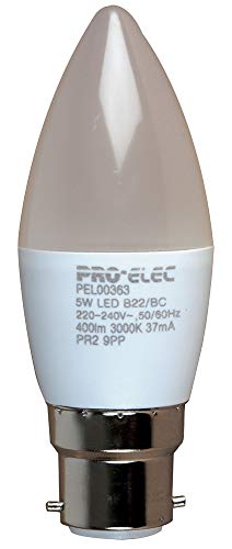 Pro Elec PEL00364 B22 Step-Di mmable LED Candle Bulb, 5W, 400l m, 4000K, 400lm, 4000K