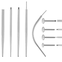 9 Pcs Piercing Taper 14G 16G Surgical Stainless Steel Piercing Insertion Tool Pin Curved Piercings Changing Threader Tools for Nose Lip Eyebrow Belly Nipple Tongue Piercings Ear Stretching Kit