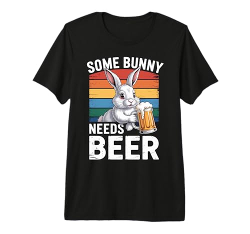 Some Bunny Needs Beer Funny Easter Rabbit Drinking Retro Dad Premium Tri-Blend T-Shirt