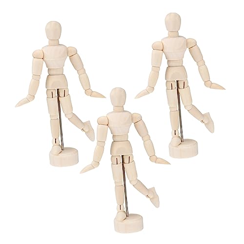 GLSTOY Elegant Wooden 3pcs Drawing Figures Lockable Pose Lightweight and Portable for Artists