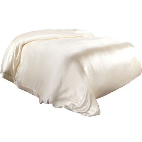 Aus Vio 100% Natural Charmeuse Silk Satin Luxurious Duvet Cover, Buttery Soft to Touch, Durable, Breathable, Hypoallergenic Season, Queen Size, Dawn Color