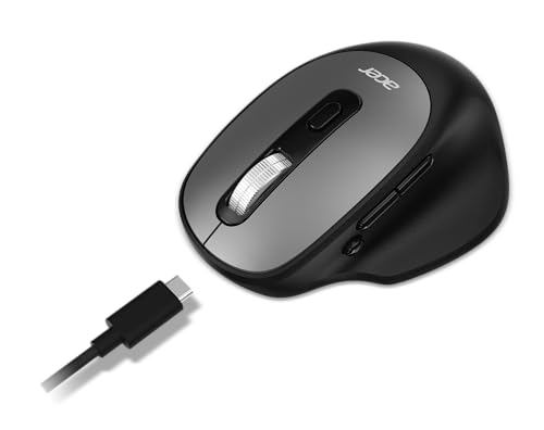 Image of Acer Mouse 570 Wireless with Triple Mode Connectivity, Track-On-Glass Optical Sensor, Up to 6K DPI, Silent Click Design, USB-C, Bluetooth, 2.4Ghz RF, Windows, Mac, Chrome - Black
