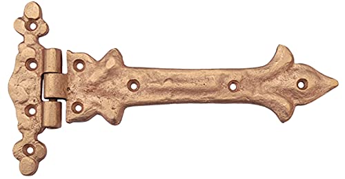 Image of Adonai Hardware Adonijah Antique Cast Iron Strap T Hinge (7.9 inch x 12 Pack, Copper Finish) for Barn Doors, Gates, Kitchen Cabinets, Sheds, Wooden Box, Furniture, Cedar Chest and Trunks