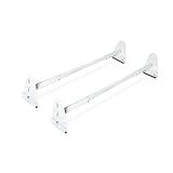 AA-Racks Model X37 Heavy Duty Rain Gutter Van Roof Rack Round Two Bar Set Steel Matte White