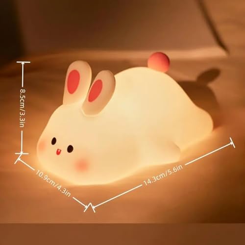 Image of Big Face Rabbit Silicone Night Light for Kids| Cute Bunny LED Lamp, Rechargeable with USB Cable, 7 Color Changing Bedside Night Lamp for Kids, Baby & Bedroom Decor