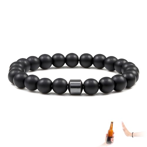shirylzee Anti Alcohol Bracelet Reduce the Urge to Drink Bracelet Reduces Alcohol Cravings Relieves Anxiety & Withdrawal Stress Bracelets for Men Women (1Pcs-BlackMatte)