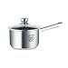 Cacerola de Acero Inoxidable con Tapa de Vidrio, Cacerola de Acero Inoxidable, Cacerola Antiadherente, cacerolas Leche (Size : 18 * 17cm)