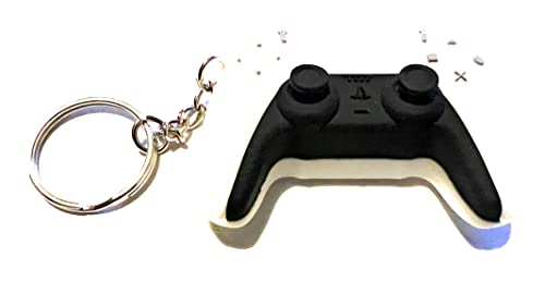 Generico Piramide Gaming Porte-clés PS5 Joystick Controller, blanc/noir, Taille Unique Cover