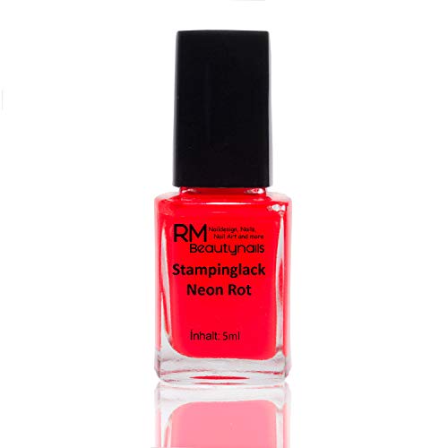 Stampinglack Neon Rot-Orange Stempellack Nail Stamping Nageldesign RM Beautynails 1x 5ml (1er Pack)