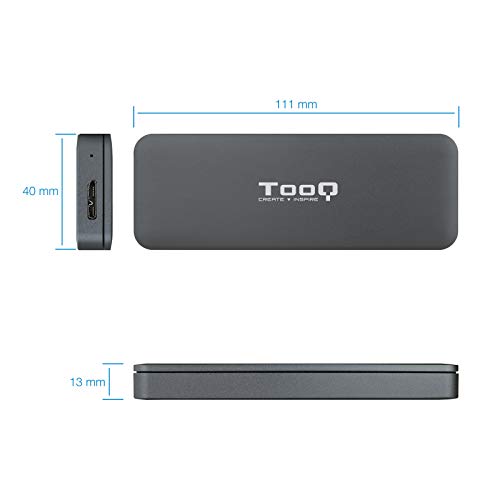 Tooq TQE-2281G - Contenitore Ssd M.2 Ngff, Connessione Micro Usb 3.0 (Usb 3.1 Gen1), Alluminio, Indicatore Led, Grigio, 53 Gr - 2