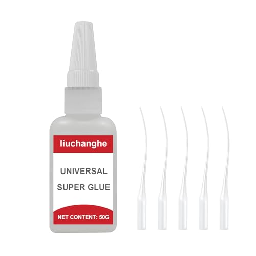liuchanghe Super Glue 50g, Pegamento Fuerte, Waterproof, Heat-resistant, Universalmente aplicable para plástico, vidrio, madera, piedra, metal y más