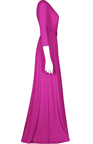 Image of Women's 3 /4 Sleeve Deep V-Neck Maxi Faux Wrap Solid Plus Size Dress