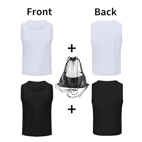 Image of 12 /24 /48Pcs Soccer Pinnies Youth, Scrimmage Team Practice Vests | Mesh Printed and Unprinted Numbers Team Pennies for Basketball Soccer Football Bibs Adults Kids