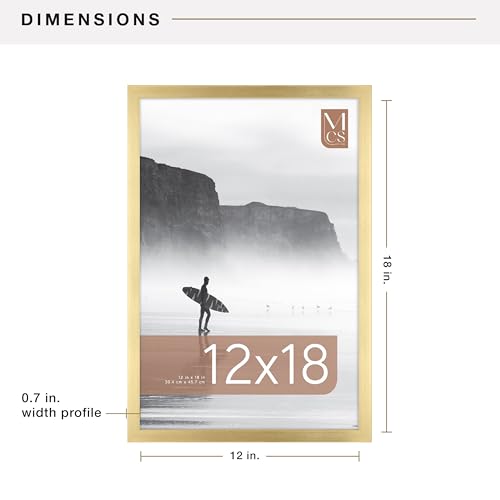 Image of MCS Foundation 12x18 Poster Frame Traditional Brass, Vertical & Horizontal Wall Hanging Large Picture Frame for Photos, Posters & Art Prints (1-Pack)