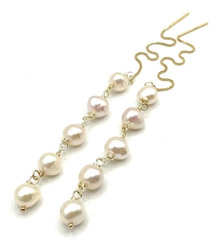 Boucles d'oreilles perles blanches hypoallergéniques en vermeil italien durable - 2