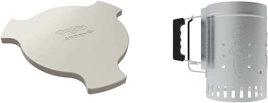 Char-Griller® AKORN Jr Ceramic Smokin' Stone and Chimney Starter for Kamado Jr Charcoal Grill