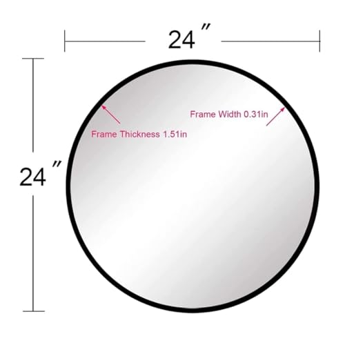 Image of Sidra Decor Metal Frame 24 Inch Round Wall Mirror for Home Decoration | Wall Mounted Circle Mirror for Bathroom, Living Room, Bedroom, Hallway, HD Vanity Mirror wash Basin (Black Frame)