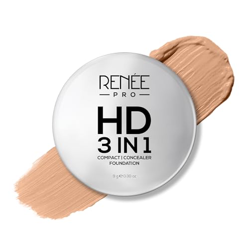 Image of RENEE PRO HD 3 In 1 Compact,Concealer, Foundation - Terre, SPF 20, Matte Finish, High Coverage, Ultralight & Silky Smooth Finish, Enriched With Vitamin E, C & Aloe Vera - 9 Gm