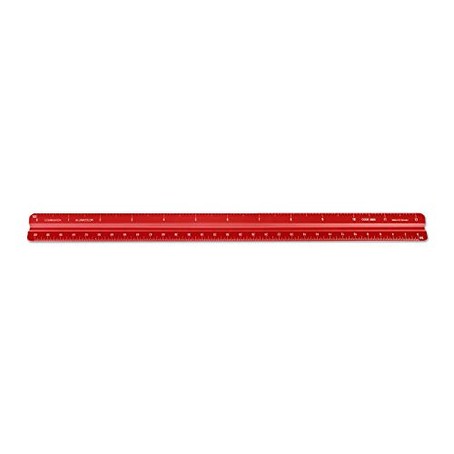 Image of Alumicolor Aluminum Combination Solid Drafting Scale, 12IN, Red