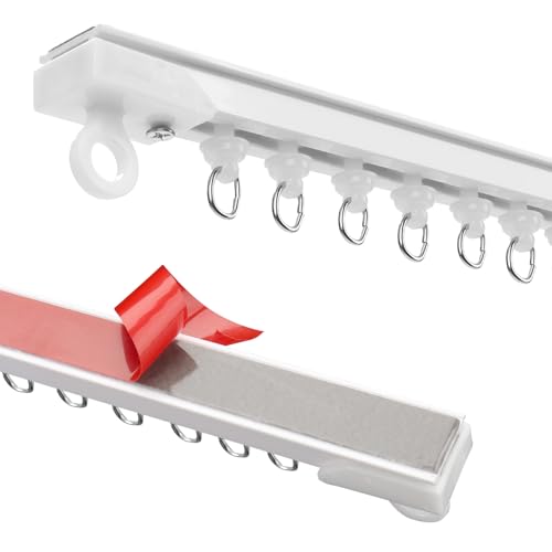 AROMUJOY Trilho de cortina autocolante para teto ou parede, calha sem perfuração nem parafusos, varão de cortina sem perfuração para autocaravana, cortina de duche, armário, separador de