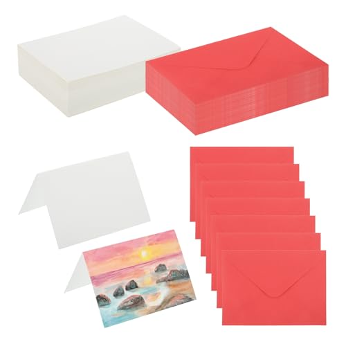 Cartes aquarelle en coton rouge pour vos notes de remerciement