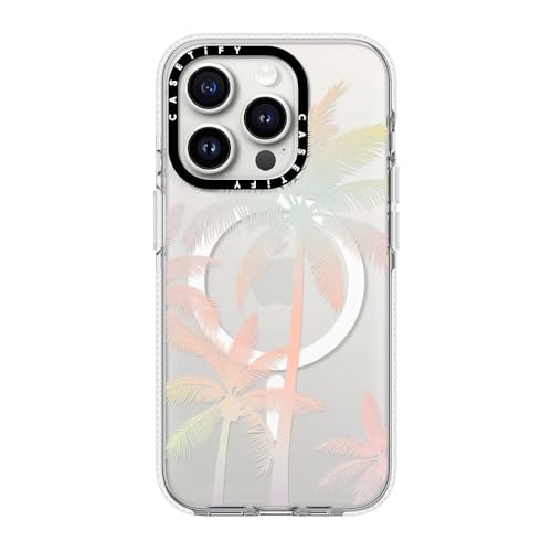 Coque iPhone 15 Pro CASETiFY transparente à motif palmier tropical compatible MagSafe