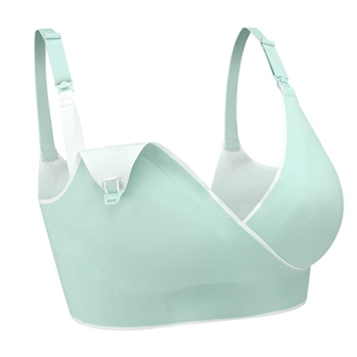 Orbescl Sujetador Lactancia para Mujer Sostén sin Aros sin Costuras Cuello en V Apertura Frontal Cruzada Bra para Premamá Multicolor Cover