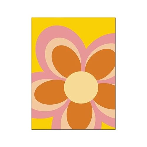 XXRLSUDJ Cartel floral retro lienzo naranja pintura estampado vegetal mural nórdico arte imagen Sala de estar decorada sin marco-A_30x40cm
