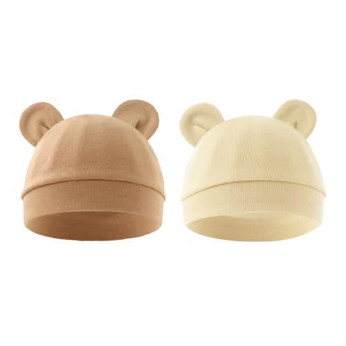 Image of Jastore Newborn Baby Hat Bear Ears Infant Caps Baby Boy Girl Toddler Hats Infant Beanie Caps for 0-3 Months
