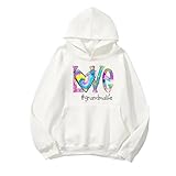 Sudaderas con capucha para mujer, de gran tamaño, con bolsillo, estampadas, de manga larga, estilo casual, tallas grandes, para otoño e invierno, Blanco 1, XL