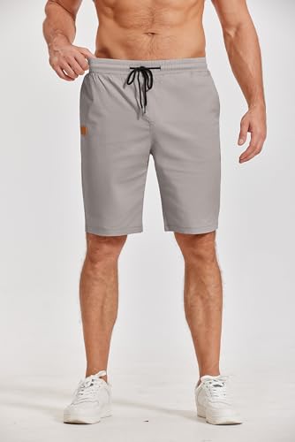 Image of COOFANDY Mens Casual Shorts Cotton Elastic Waist Drawstring Shorts Lightweight Summer Beach Shorts