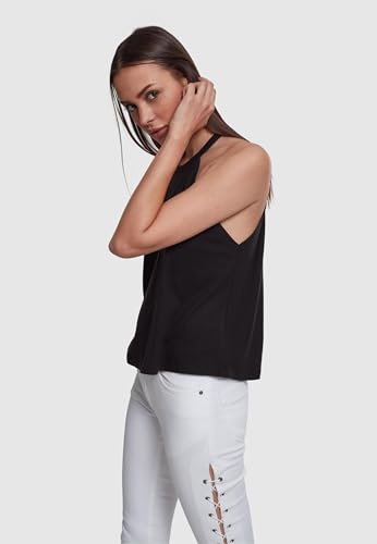 Urban Classics Tanktop de Mujer Mujer Top Atado al Cuello Negro M 50% algodón, 50% Viscosa Ancho