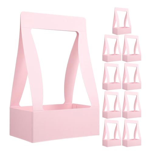 Boîtes à bouquets en papier rose LIFKICH lot de 10 boîtes robustes